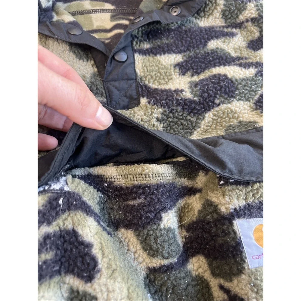 Carhartt Men's XL Camouflage Relaxed Fit 1/4 Snap Pile Fleece Pullover Jacket‎